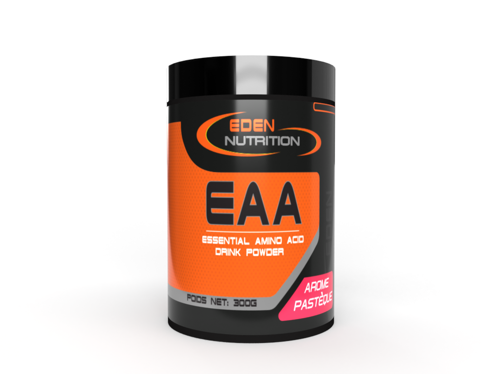 EAA, 9 acides aminés essentiels incluant BCAA (leucine, isoleucine, valine) et 6 autres (lysine, histidine, phénylalanine, tryptophane, méthionine, thréonine), cruciaux pour le corps.