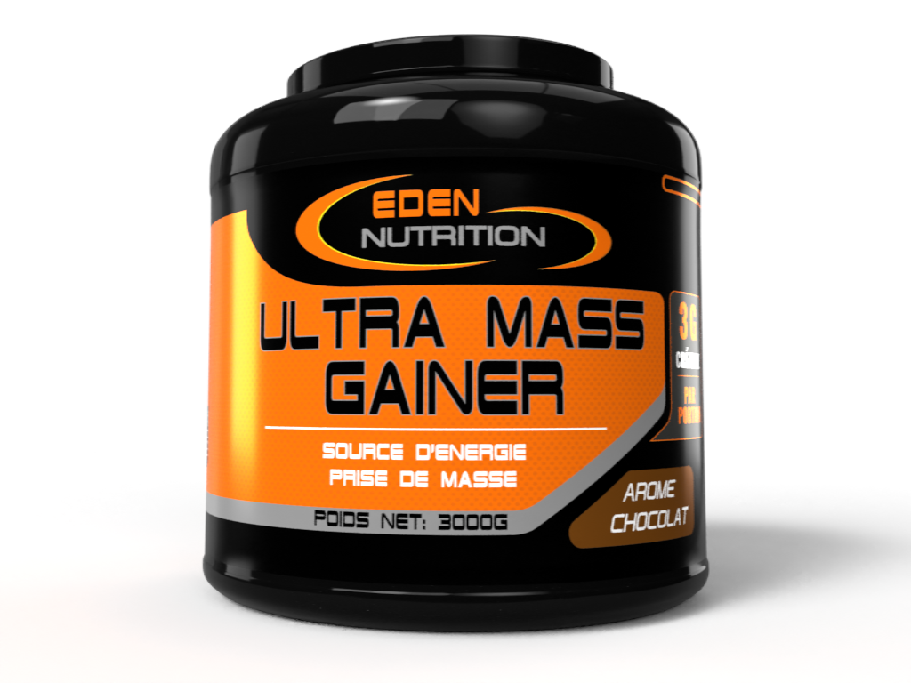 Ultra Mass Gainer d'Eden Nutrition, idéal pour augmenter la masse musculaire avec un supplément riche en calories et en protéines.