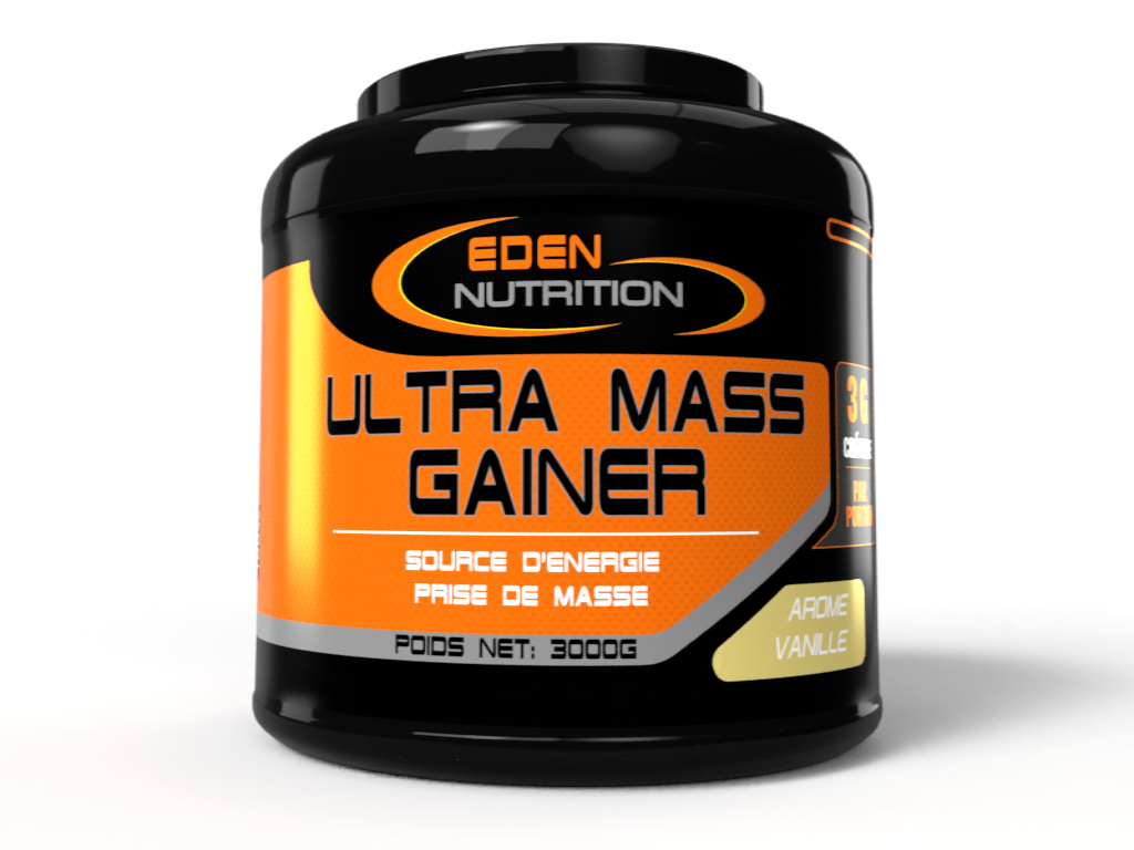 Ultra Mass Gainer d'Eden Nutrition, idéal pour augmenter la masse musculaire avec un supplément riche en calories et en protéines.