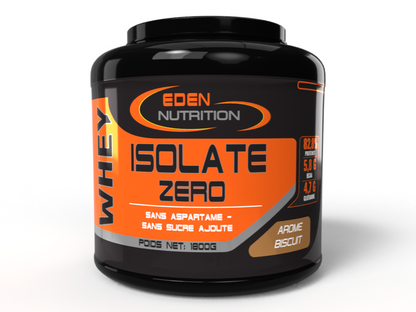 Isolat de protéine de lactosérum "Zero" d'Eden Nutrition pour récupération musculaire, croissance musculaire, faible en glucides et en graisses.